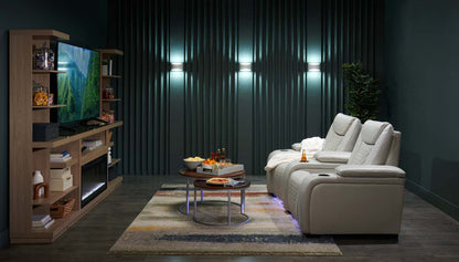 Cinema 79.6 Tissu d'apparence cuir Sièges de cinéma maison inclinables électriquement avec deux sièges - Gris brume cosmique