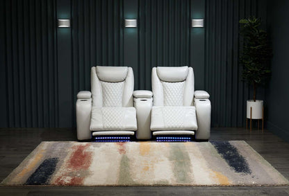 Cinema 79.6 Tissu d'apparence cuir Sièges de cinéma maison inclinables électriquement avec deux sièges - Gris brume cosmique