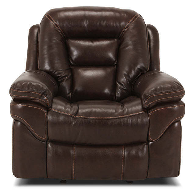 Leo 41 Genuine Leather Fabric Power Reclining Chair - Walnut Brown | Fauteuil à inclinaison électrique Leo de 41 po en tissu de cuir véritable - brun noyer