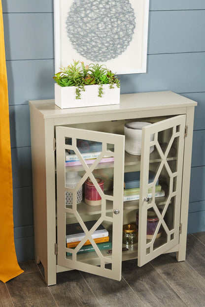 Armoire d'appoint Clary 31,5 avec portes en verre - Gris|Armoire décorative Clary de 31,5 po avec portes en verre - grise