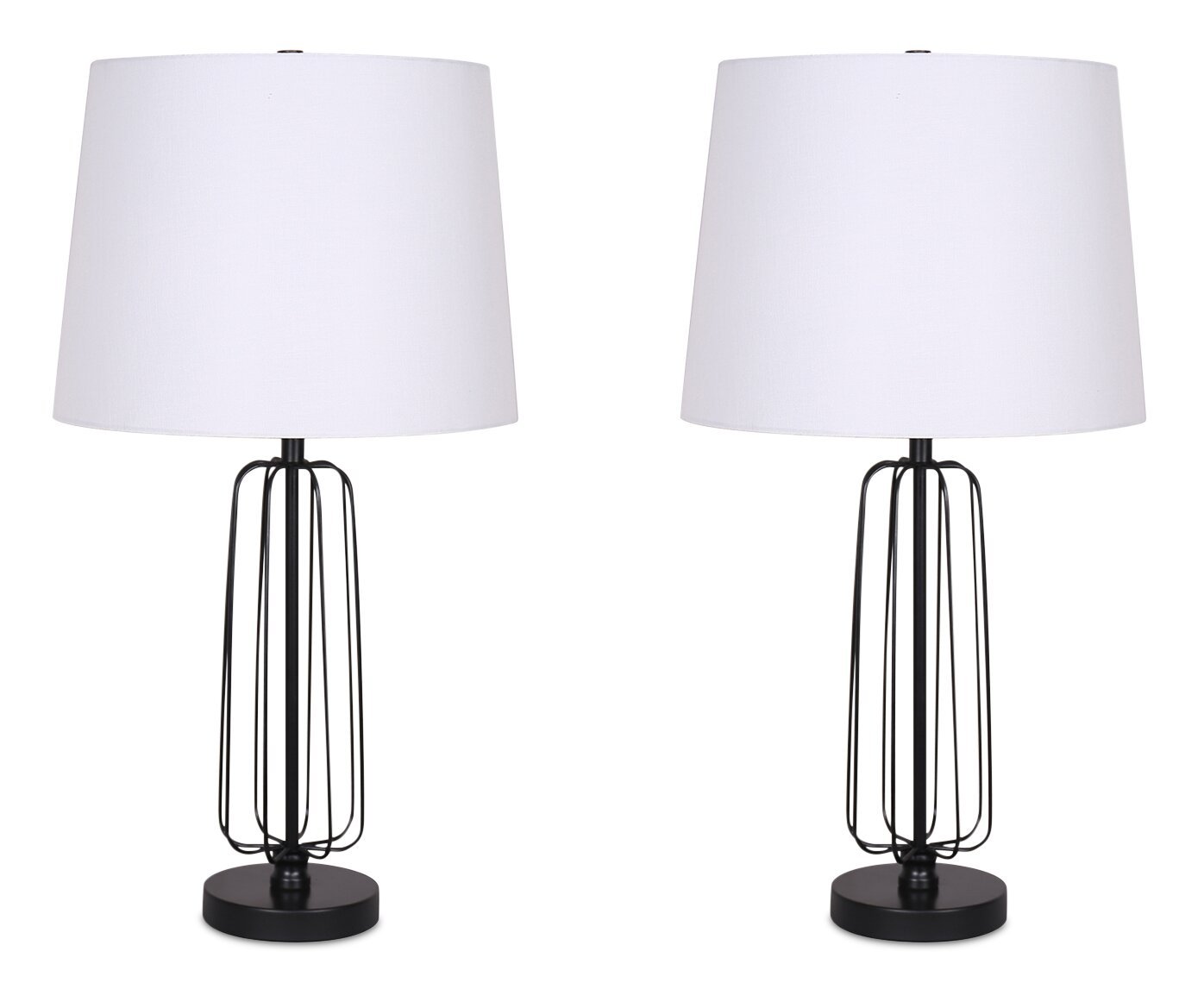 Kort &amp; Co. Clare 27 Matte Black 2-piece Set, with Two Table Lamps and USB Charging|Ensemble 2 lampes de table Clare de Kort &amp; Co. de 27 po noir mat avec recharge USB