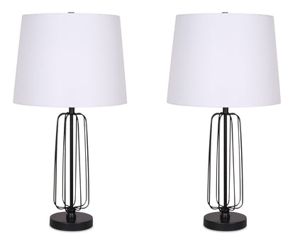 Kort &amp; Co. Clare 27 Matte Black 2-piece Set, with Two Table Lamps and USB Charging|Ensemble 2 lampes de table Clare de Kort &amp; Co. de 27 po noir mat avec recharge USB