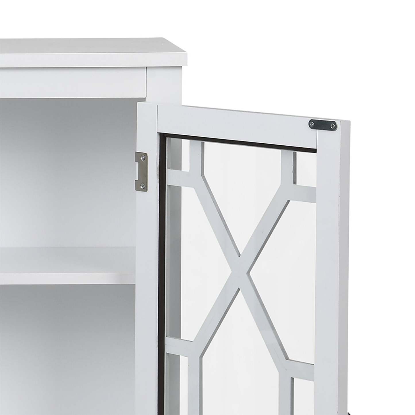 Armoire décorative Clary 31.5 avec portes en verre - Blanc|Armoire décorative Clary de 31,5 po avec portes en verre - blanche