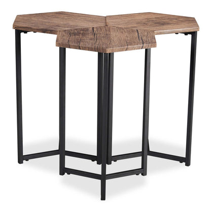 Cleo 15.7 3-Pack Chairside Table Package - Brown with Black Metal Legs|Ensemble 3 tables de fauteuil Cleo de 15,7 po - brun avec pattes en métal noir