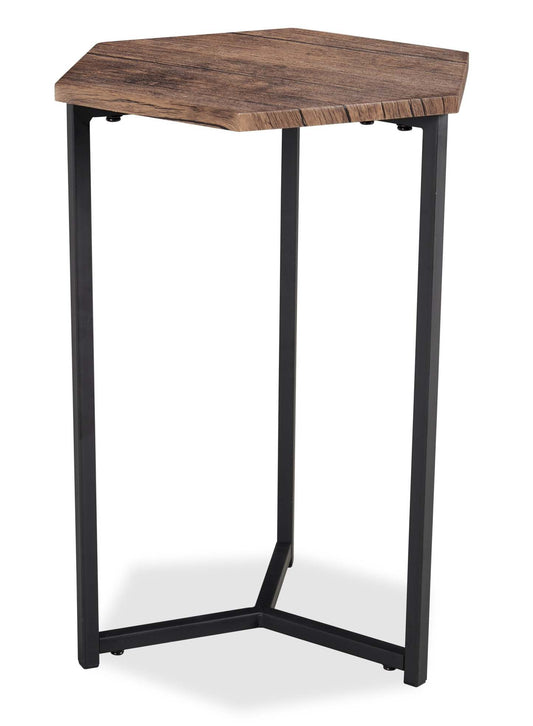 Cleo 15.7 Chairside Table - Marron avec Pieds Métal Noir|Table de fauteuil Cleo de 15,7 po - brune avec pattes en métal noir