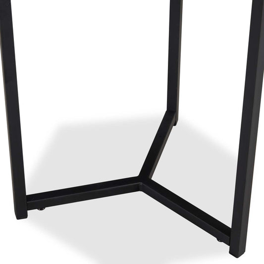 Cleo 15.7 Chairside Table - Marron avec Pieds Métal Noir|Table de fauteuil Cleo de 15,7 po - brune avec pattes en métal noir