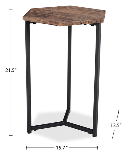 Cleo 15.7 Chairside Table - Marron avec Pieds Métal Noir|Table de fauteuil Cleo de 15,7 po - brune avec pattes en métal noir