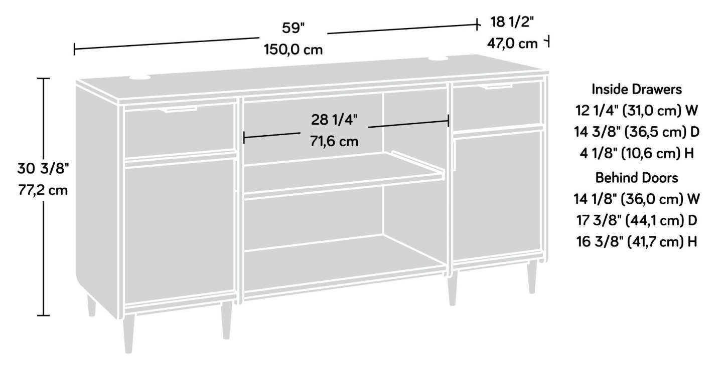 Clifford Place 59.06 Commercial Grade Credenza - Natural Maple|Bahut Clifford Place de 59,06 po de qualité commerciale - érable naturel