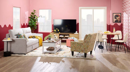 Fauteuil d'appoint club Sofa Lab personnalisable en tissu 29 po avec pattes en bois - Jardin multicolore | Fabriqué au Canada Sofa Lab Fauteuil d'appoint personnalisable en tissu Club 29 avec pieds en bois - Jardin multicolore | CLUB1141