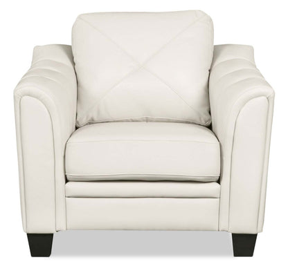 Canapé Andi 40 en tissu d'apparence cuir avec capitonnage de boutons - Beige | Canapé Andi de 40 po en tissu d'apparence cuir avec capitonnage - beige