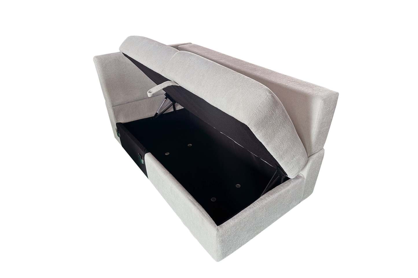 Canapé-lit sectionnel Coast 3 pièces orienté vers la droite avec rangement et repose-pieds - Blanc ivoire | Canapé-lit sectionnel de droite Coast 3 pièces en tissu avec rangement et pouf - blanc ivoire