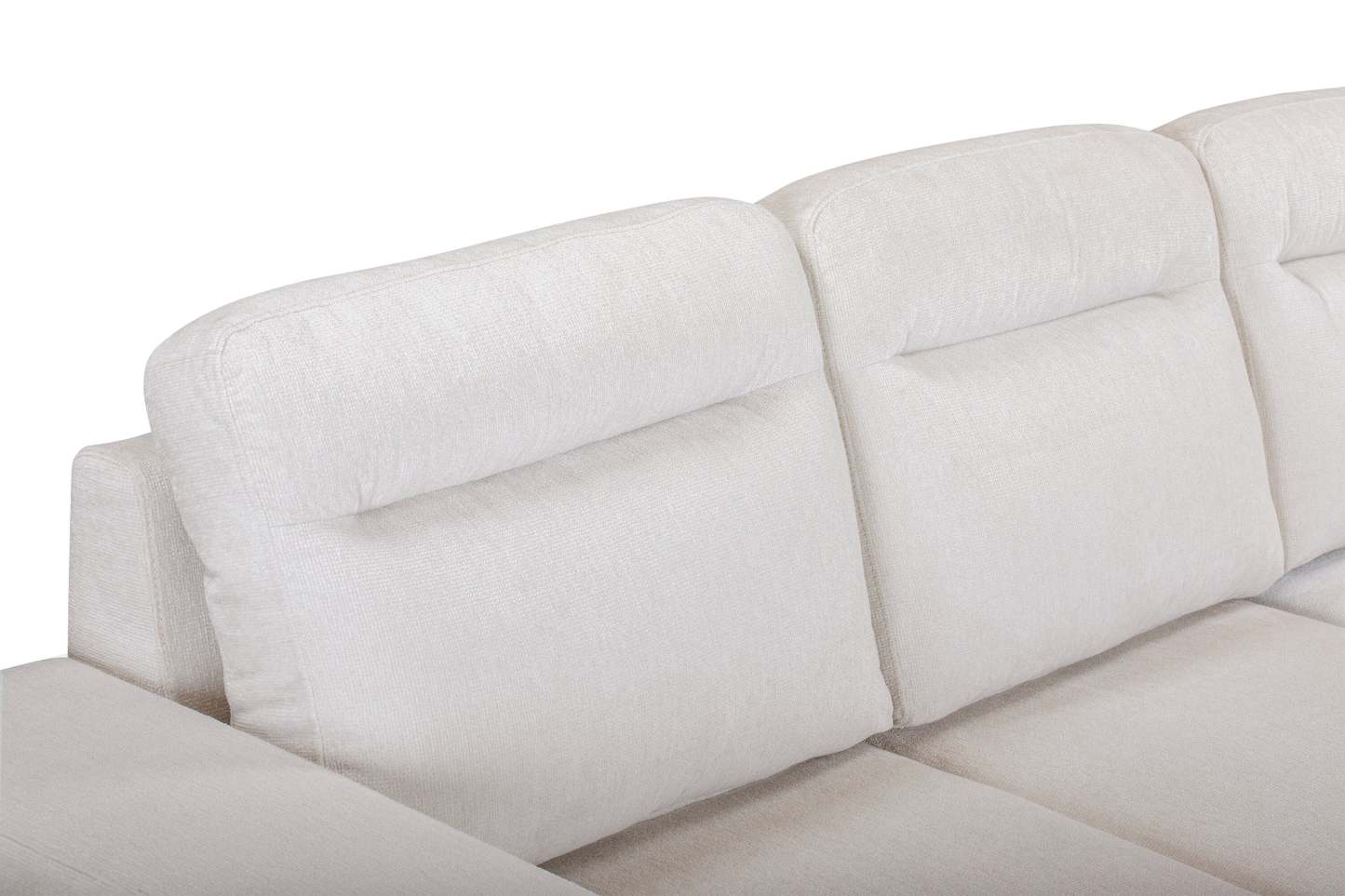 Canapé-lit sectionnel Coast 3 pièces orienté vers la droite avec rangement et repose-pieds - Blanc ivoire | Canapé-lit sectionnel de droite Coast 3 pièces en tissu avec rangement et pouf - blanc ivoire