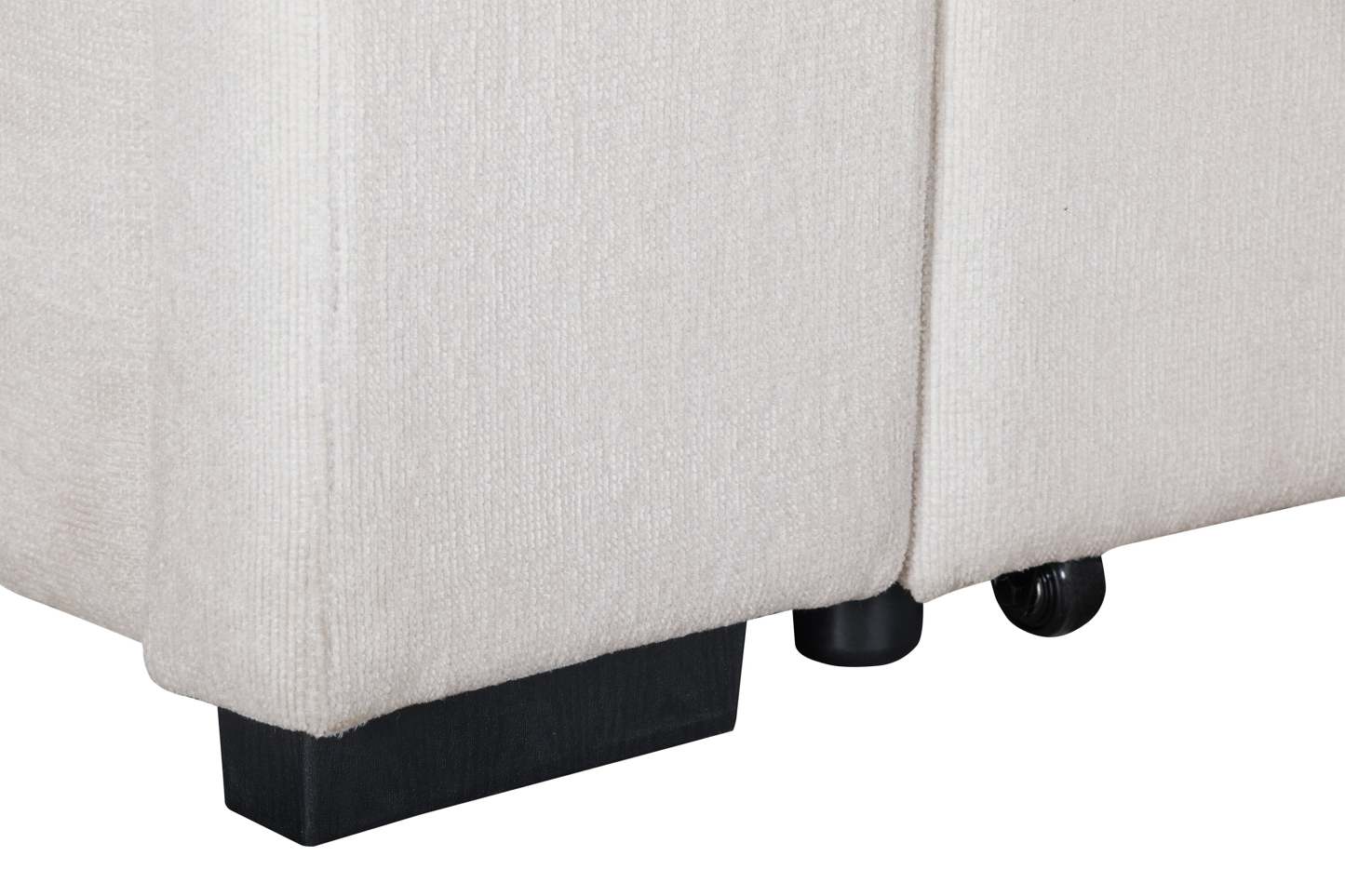 Canapé-lit sectionnel Coast 3 pièces orienté vers la droite avec rangement et repose-pieds - Blanc ivoire | Canapé-lit sectionnel de droite Coast 3 pièces en tissu avec rangement et pouf - blanc ivoire