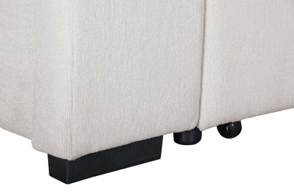 Canapé-lit sectionnel Coast 3 pièces orienté vers la droite avec rangement et repose-pieds - Blanc ivoire | Canapé-lit sectionnel de droite Coast 3 pièces en tissu avec rangement et pouf - blanc ivoire