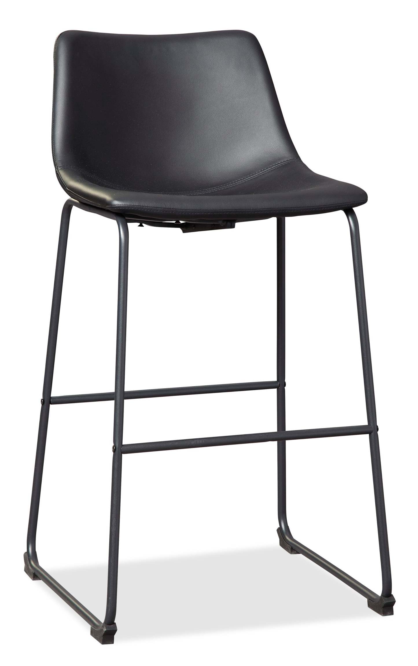 Tabouret de bar Cole en tissu de cuir végétalien et en métal - noir