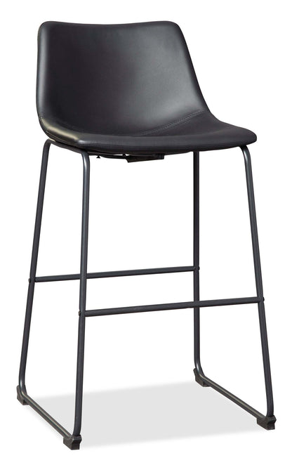 Tabouret de bar Cole en tissu de cuir végétalien et en métal - noir