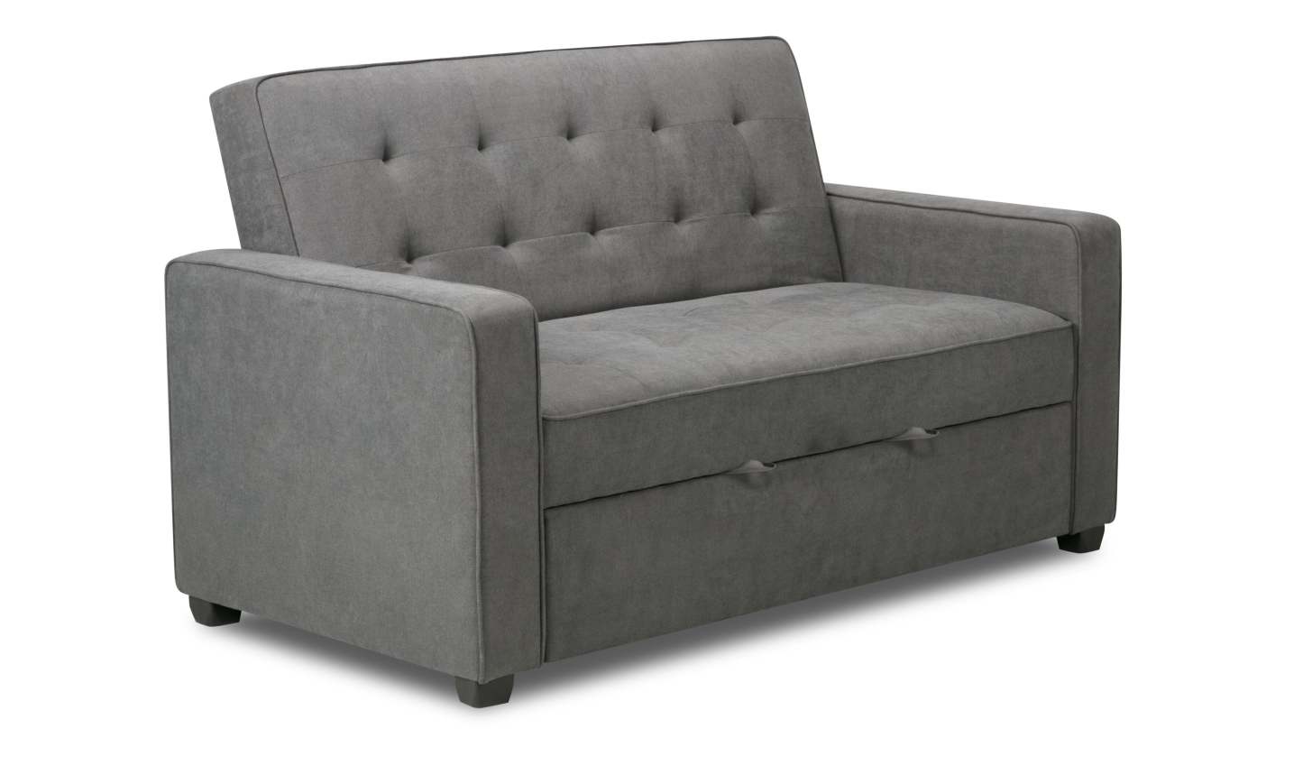 Futon Klik Klak en tissu velours Cory 59 avec capitonnage - Gris | Futon Cory de 59 po en tissu de velours avec mécanisme Klik Klak et capitonnage - gris