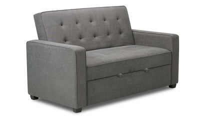 Futon Klik Klak en tissu velours Cory 59 avec capitonnage - Gris | Futon Cory de 59 po en tissu de velours avec mécanisme Klik Klak et capitonnage - gris