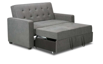 Futon Klik Klak en tissu velours Cory 59 avec capitonnage - Gris | Futon Cory de 59 po en tissu de velours avec mécanisme Klik Klak et capitonnage - gris