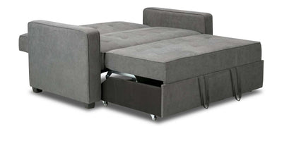 Futon Klik Klak en tissu velours Cory 59 avec capitonnage - Gris | Futon Cory de 59 po en tissu de velours avec mécanisme Klik Klak et capitonnage - gris