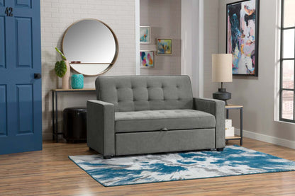 Futon Klik Klak en tissu velours Cory 59 avec capitonnage - Gris | Futon Cory de 59 po en tissu de velours avec mécanisme Klik Klak et capitonnage - gris