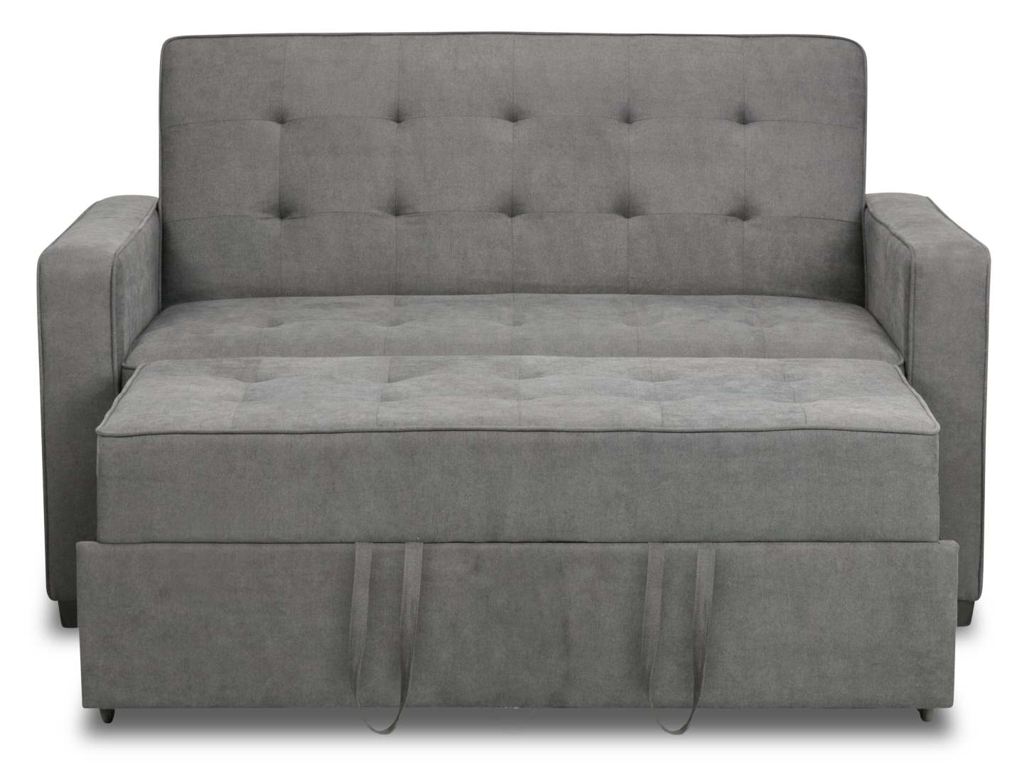 Futon Klik Klak en tissu velours Cory 59 avec capitonnage - Gris | Futon Cory de 59 po en tissu de velours avec mécanisme Klik Klak et capitonnage - gris