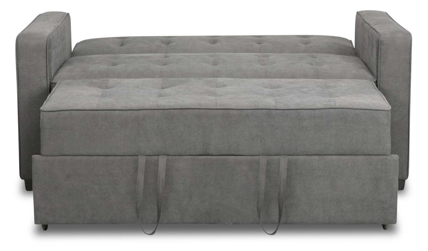 Futon Klik Klak en tissu velours Cory 59 avec capitonnage - Gris | Futon Cory de 59 po en tissu de velours avec mécanisme Klik Klak et capitonnage - gris