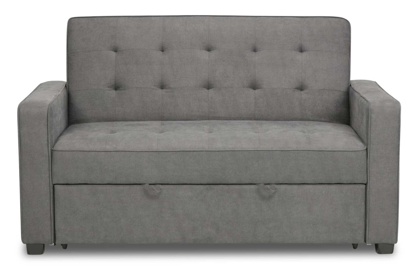 Futon Klik Klak en tissu velours Cory 59 avec capitonnage - Gris | Futon Cory de 59 po en tissu de velours avec mécanisme Klik Klak et capitonnage - gris
