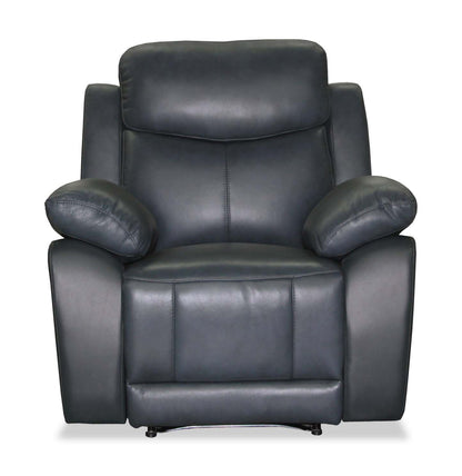 Fauteuil inclinable Corbin 40.16 en cuir véritable de première qualité - Bleu | Fauteuil inclinable Corbin de 40,16 po en cuir véritable de qualité supérieure - bleu