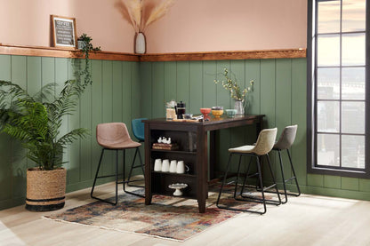 Tabouret Coty de hauteur comptoir en tissu de cuir végétalien et en métal - brun