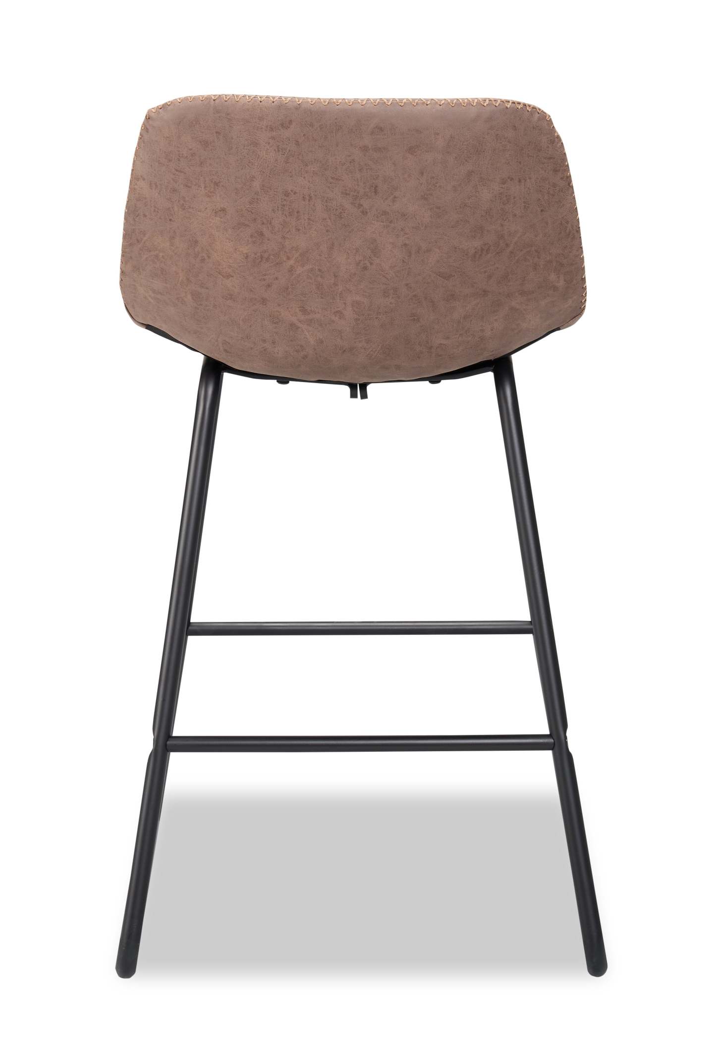 Tabouret Coty de hauteur comptoir en tissu de cuir végétalien et en métal - brun