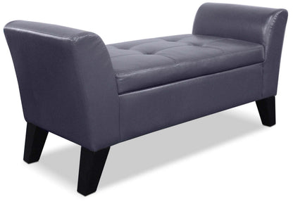 Bonn 44 Storage Ottoman - Grey Faux Leather|Pouf de rangement Bonn de 44 po - similicuir gris