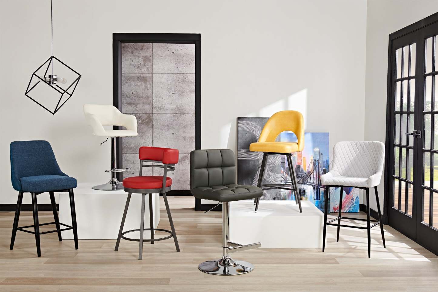 Demi Counter-Height Stool with Velvet-Like Fabric, Metal - Taupe | Tabouret Demi de hauteur comptoir en tissu d’apparence velours et en métal - taupe