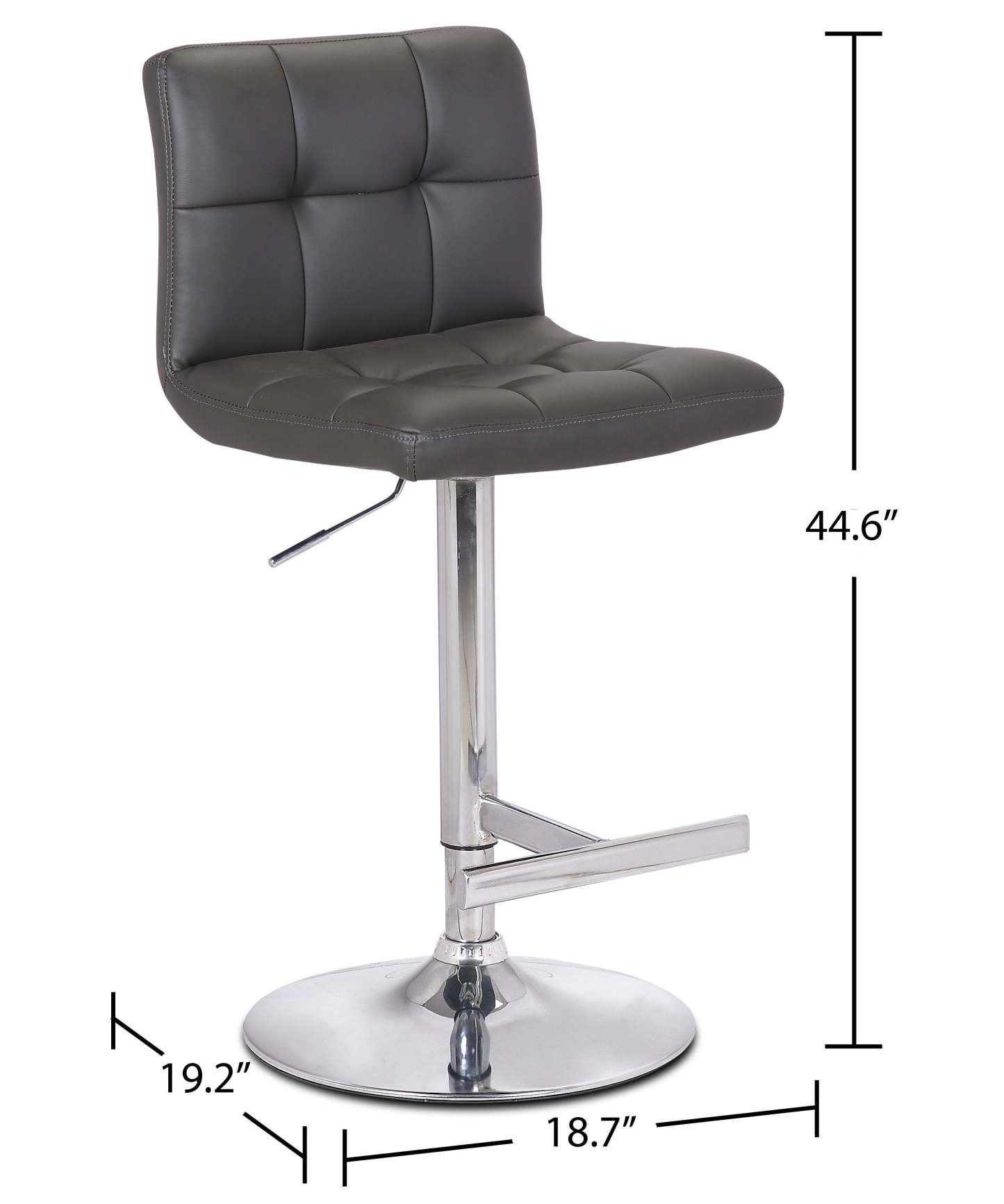 Tabouret de bar Cruz avec siège pivotant et réglable, tissu en cuir végétalien, métal - Gris | Tabouret de bar Cruz en tissu de cuir végétalien et en métal avec siège pivotant et réglable - gris