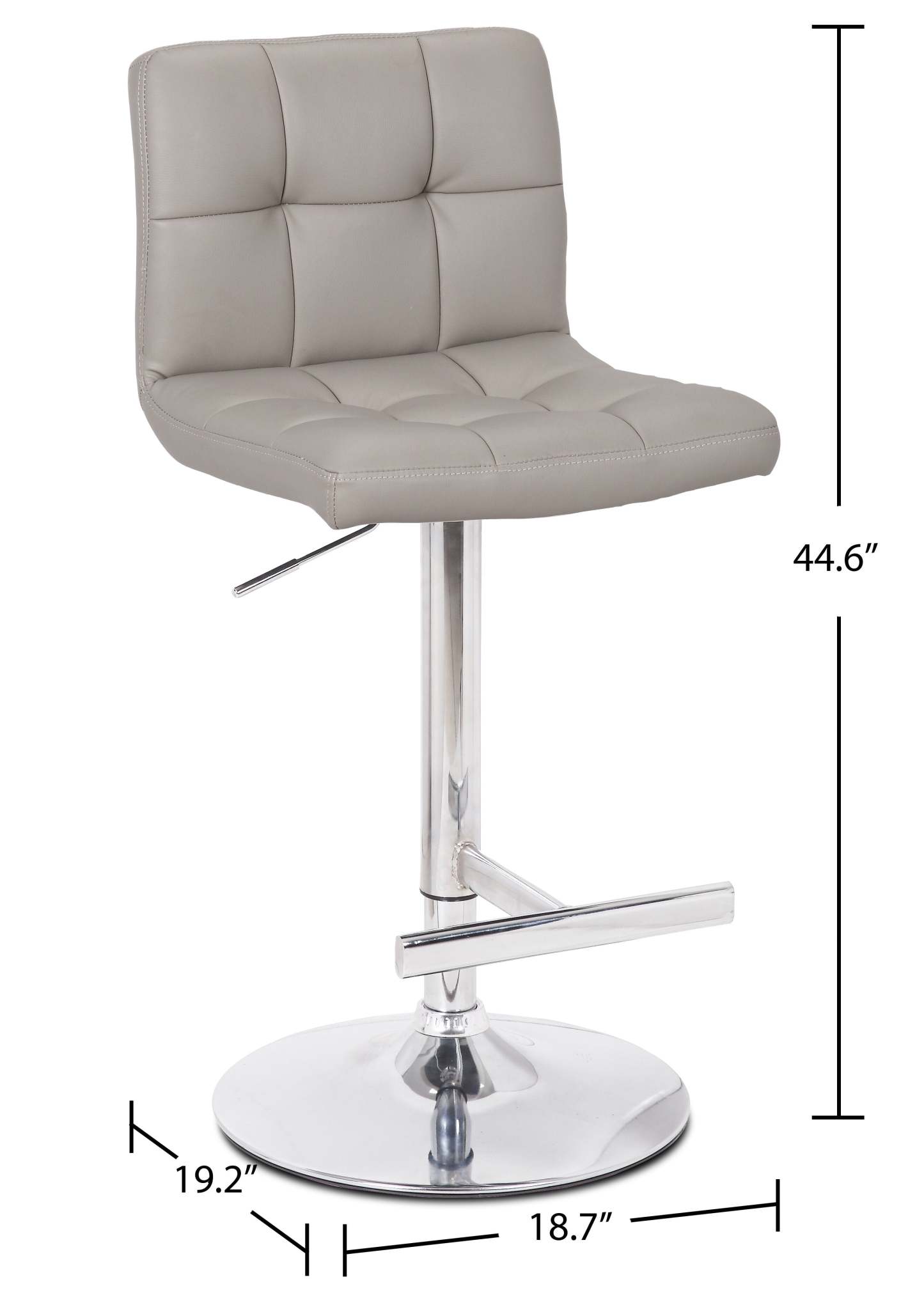 Tabouret de bar Cruz avec siège pivotant et réglable, tissu en cuir végétalien, métal - Taupe | Tabouret de bar Cruz en tissu de cuir végétalien et en métal avec siège pivotant et réglable - taupe