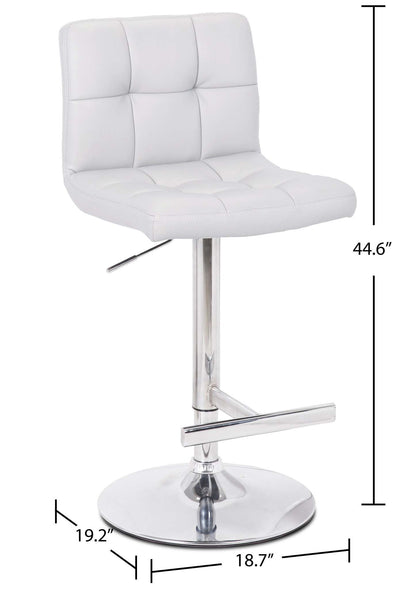 Tabouret de bar Cruz avec siège pivotant et réglable, tissu en cuir végétalien, métal - Blanc | Tabouret de bar Cruz en tissu de cuir végétalien et en métal avec siège pivotant et réglable - blanc