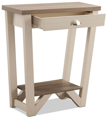 Arika 31 Modern End Table with Storage and Shelf - Ivoire | Table de bout moderne Arika de 31 po avec rangement et tablette - ivoire