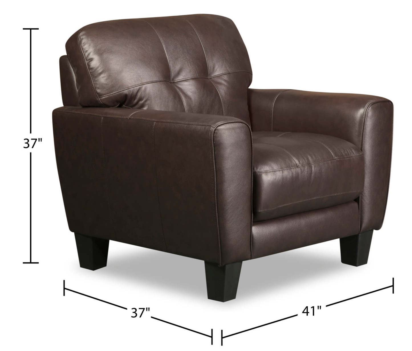 Curt 41 Fauteuil en cuir véritable avec capitonnage à boutons - brun