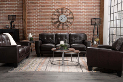 Curt 41 Fauteuil en cuir véritable avec capitonnage à boutons - brun