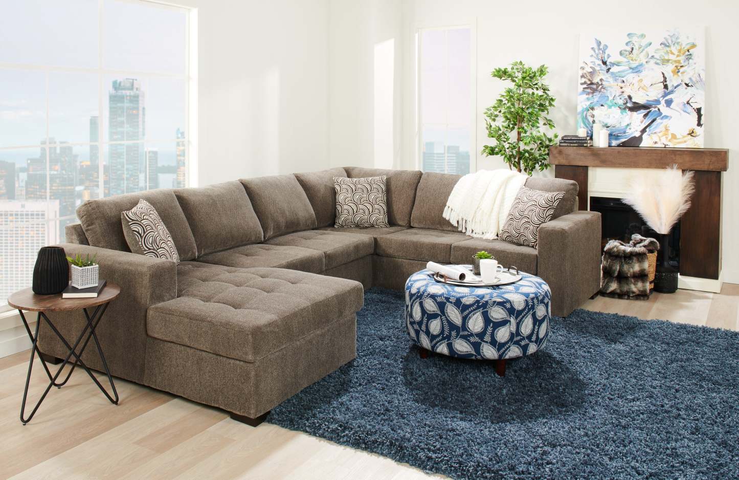 Pouf The Curve 31 en tissu, fabriqué au Canada par Sofa Lab (CURV1147) | Personnalisable