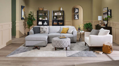 Canapé-lit sectionnel Envy 2 pièces orienté vers la gauche en tissu chenille avec méridienne de rangement - Gris brouillard | Canapé-lit sectionnel gauche Envy 2 pièces en tissu de chenille avec chaise longue de rangement - gris brouillard