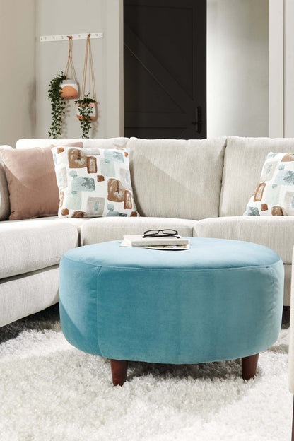 Fabriqué au Canada Sofa Lab personnalisable Pouf en tissu velours The Curve 31 - Bleu mer | Pouf The Curve de Sofa Lab de 31 po fabriqué au Canada en tissu de velours - bleu Sea Blue | CURV3288