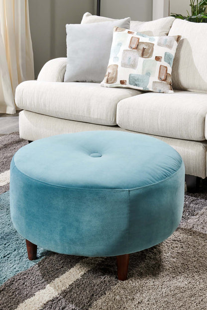 Fabriqué au Canada Sofa Lab personnalisable Pouf en tissu velours The Curve 31 - Bleu mer | Pouf The Curve de Sofa Lab de 31 po fabriqué au Canada en tissu de velours - bleu Sea Blue | CURV3288