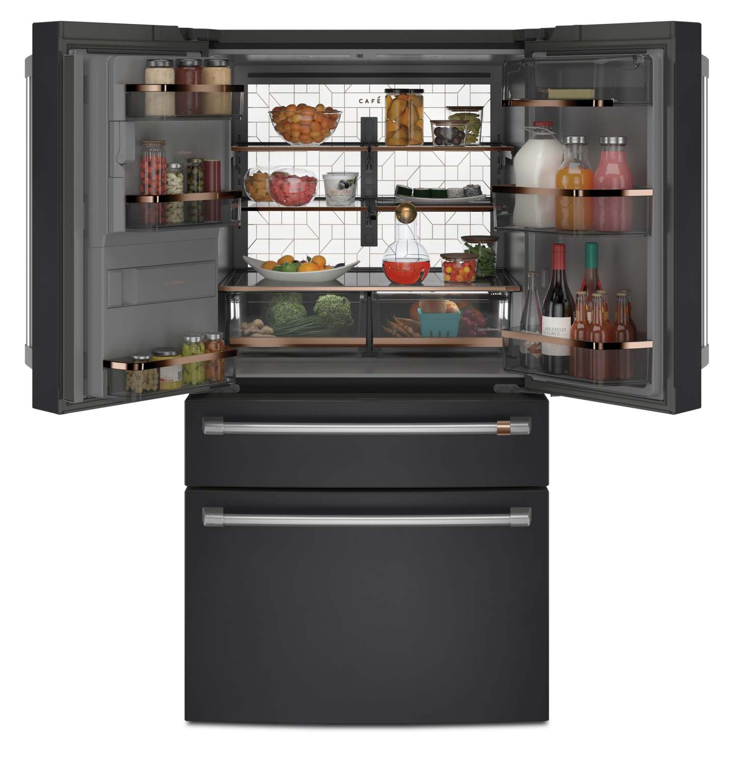 Réfrigérateur Café de 36 po et de 27,8 pi³ à portes françaises - noir mat - CVE28DP3ND1 | Cafe 36 27.8 Cu. Ft. French-Door Refrigerator - Matte Black - CVE28DP3ND1