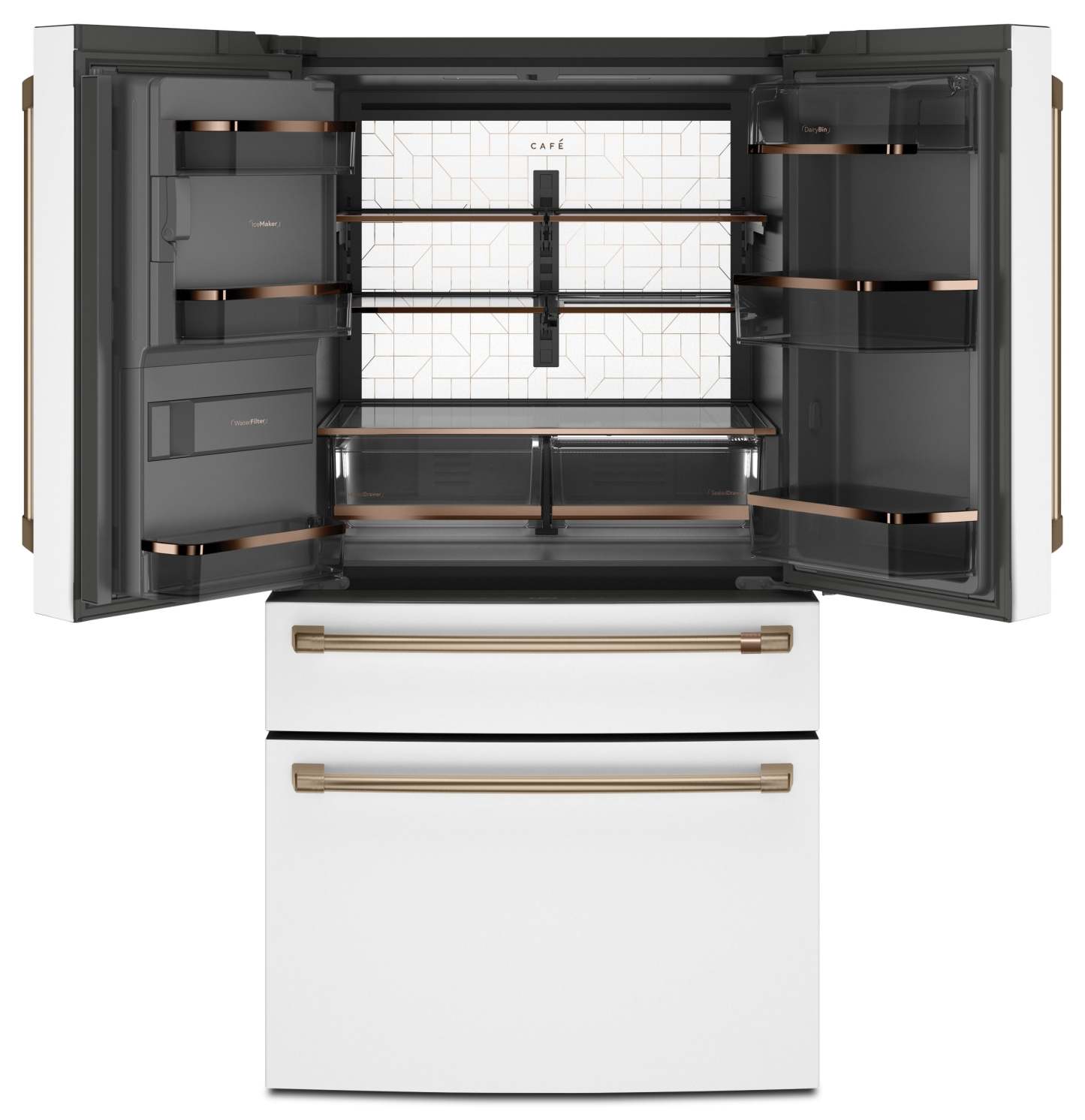 Réfrigérateur Café de 36 27,8 pi³ à portes françaises - blanc mat - CVE28DP4NW2 | Café 36 27,8 Cu. Fort. Réfrigérateur à portes françaises - Blanc mat - CVE28DP4NW2