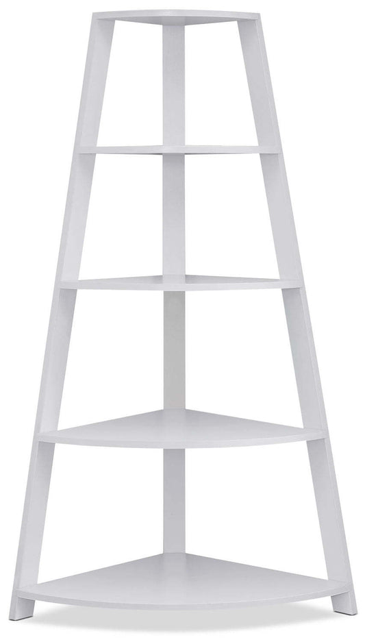 Bibliothèque d'angle Ana 24 avec 4 étagères ouvertes - Blanc|Bibliothèque en coin Ana de 24 po avec 4 tablettes ouvertes - blanche