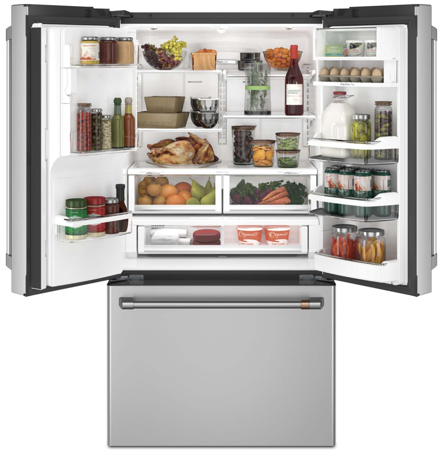 Réfrigérateur Café de 36 po et de 22,2 pi³ à portes françaises - acier inoxydable - CYE22TP2MS1 | Cafe 36 22.2 Cu. Ft. French-Door Refrigerator - Stainless - CYE22TP2MS1