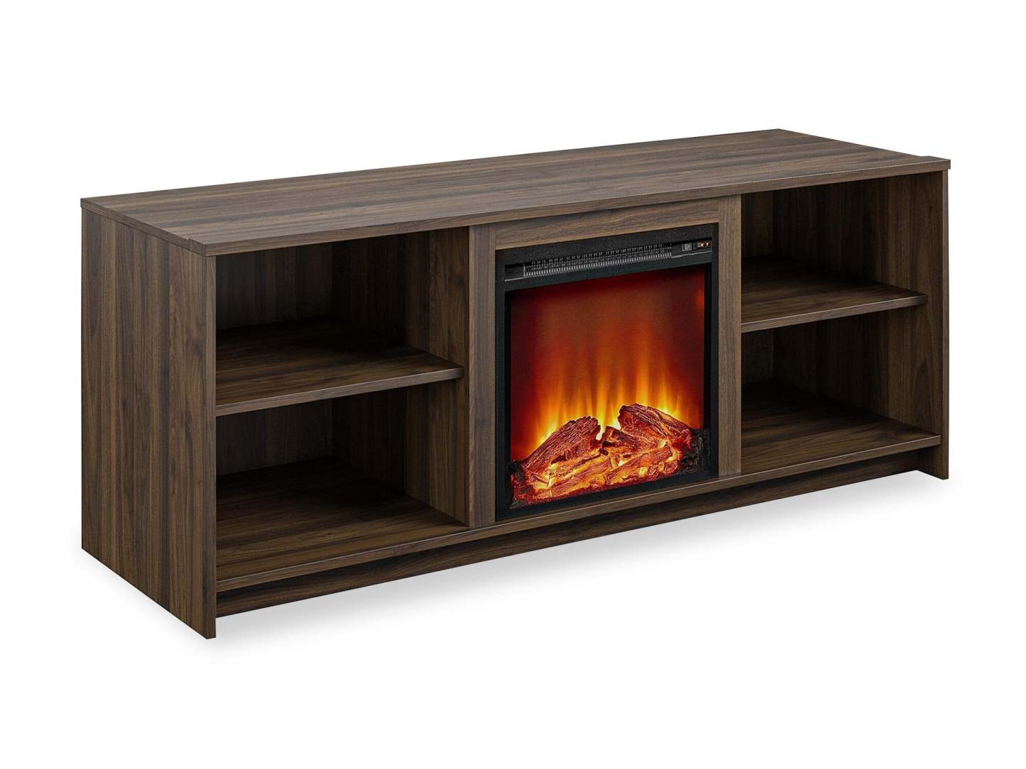 Ameriwood Home Mainstays Courtland Electric Fireplace TV Stand for TVs up to 65 - Noyer|Meuble pour téléviseur Mainstays Courtland d'Ameriwood Home avec foyer électrique pour téléviseurs jusqu'à 65 po - noyer