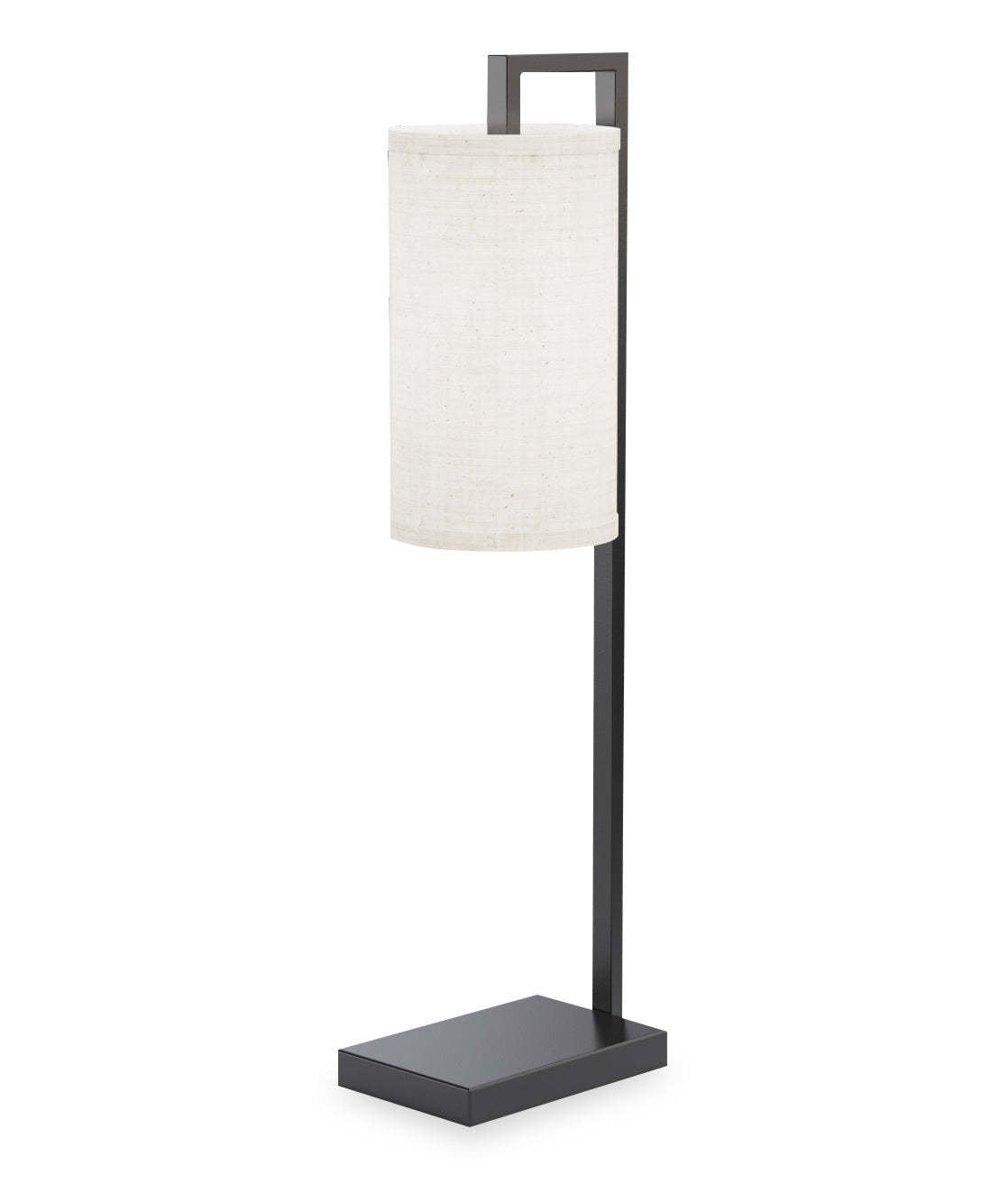 25 Lampe de table à cadre rectangulaire noir avec abat-jour cylindrique | Lampe de table noire de 25 po à armature rectangulaire avec abat-jour cylindrique