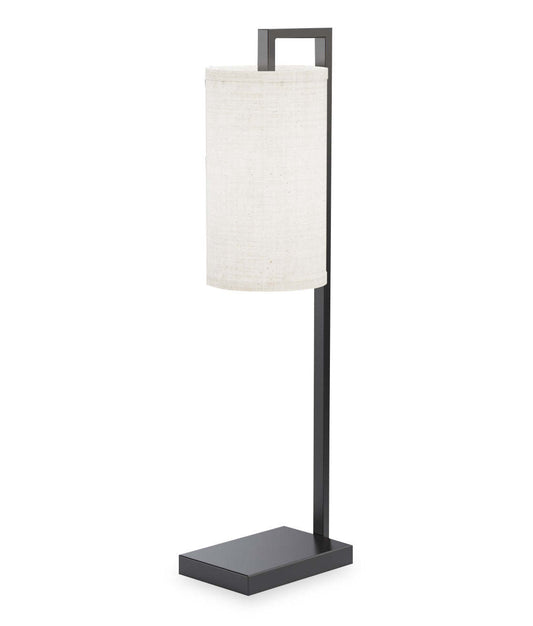 25 Lampe de table à cadre rectangulaire noir avec abat-jour cylindrique | Lampe de table noire de 25 po à armature rectangulaire avec abat-jour cylindrique
